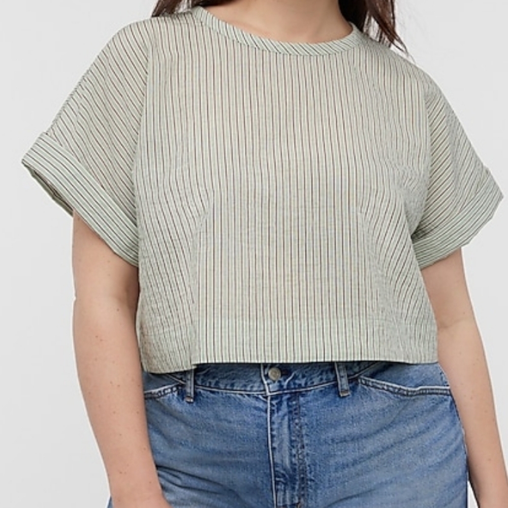 NWT Madewell Dolman crop top in stripe womens sz large short sleeve